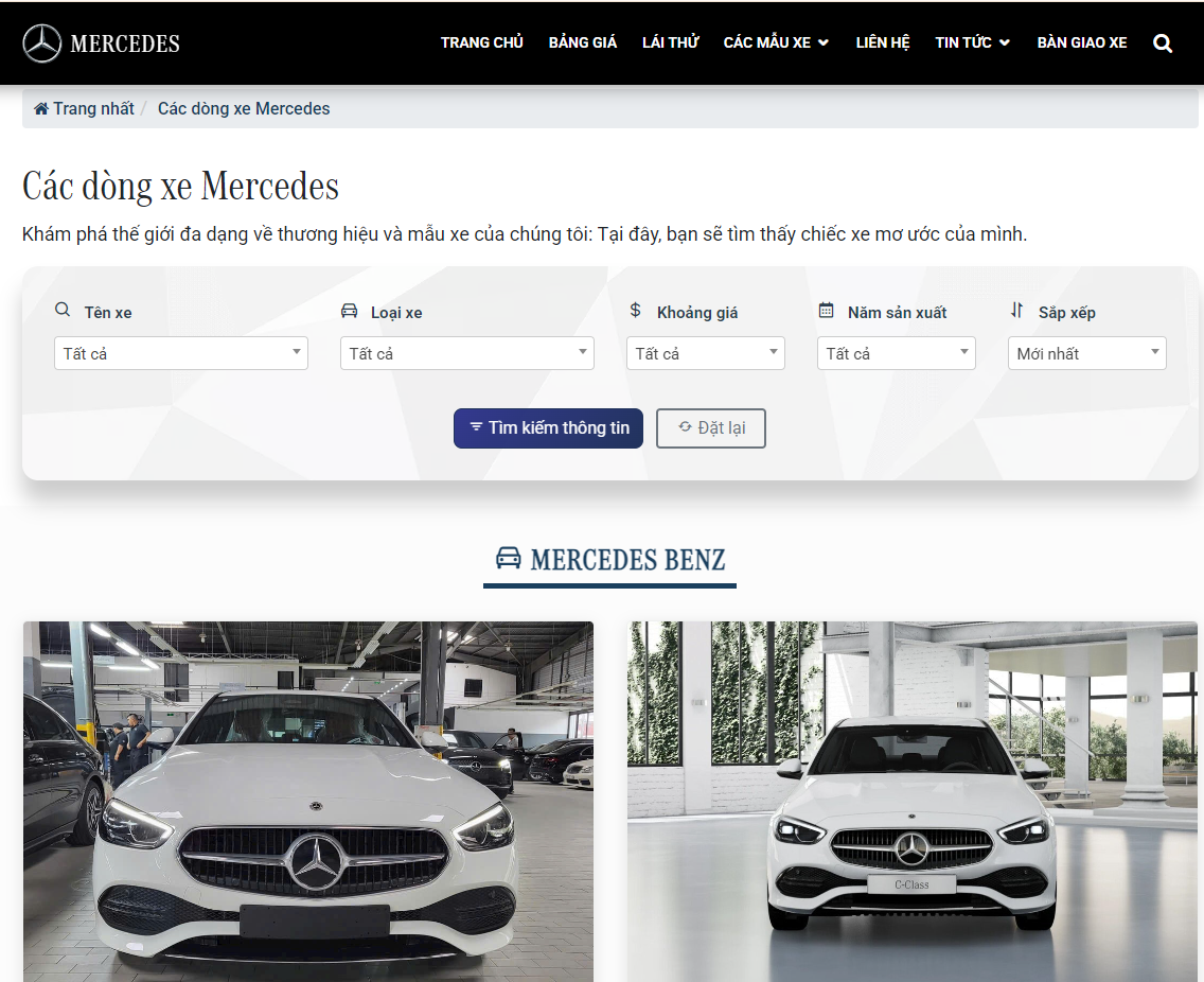 Demo Website giới thiệu Mercedes-Benz – Định Nghĩa Đẳng Cấp & Công Nghệ Tương Lai