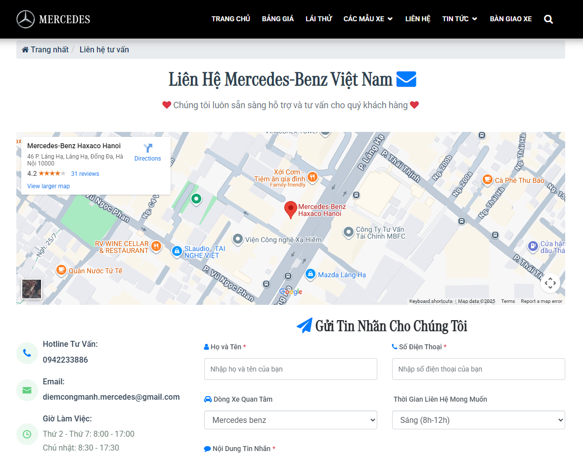 Demo Website giới thiệu Mercedes-Benz – Định Nghĩa Đẳng Cấp & Công Nghệ Tương Lai