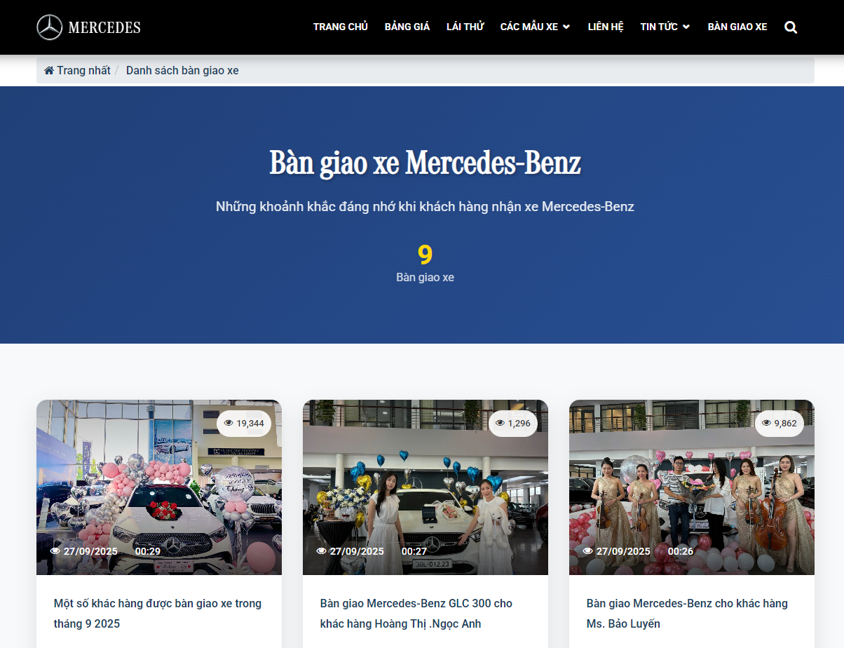 Demo Website giới thiệu Mercedes-Benz – Định Nghĩa Đẳng Cấp & Công Nghệ Tương Lai