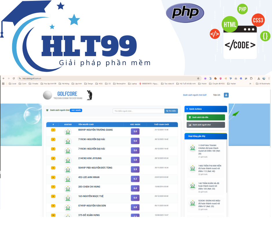 Phần mềm tính điểm cho Sân Golf